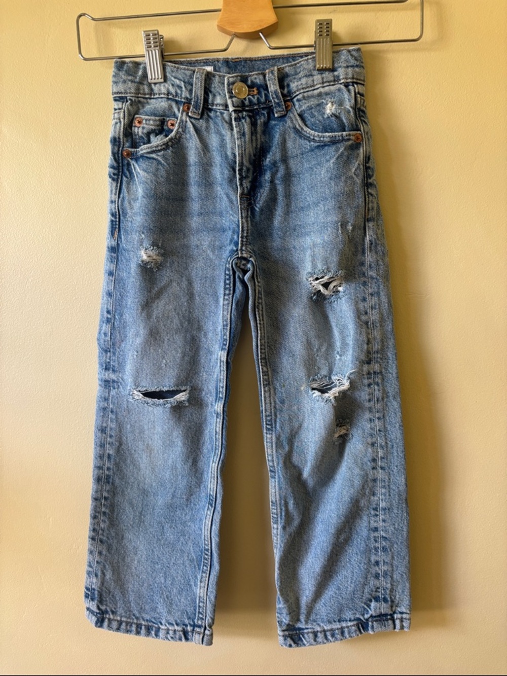 Zara Classic Distressed Boys' Light Blue Jeans Size 6 vintage style